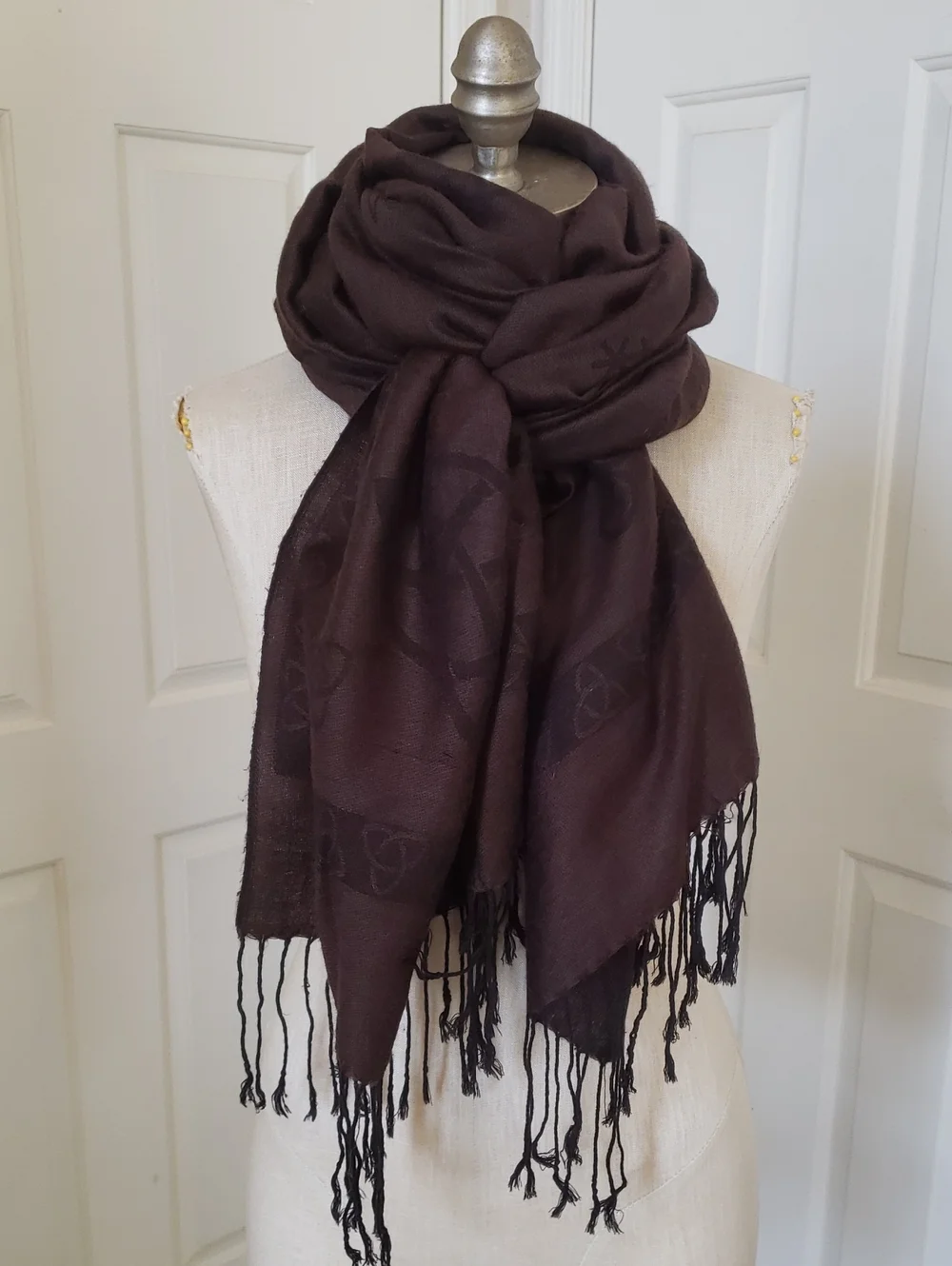 Black Brown Reversible Pashmina Scarf | Celestial Theme | Silk Blend